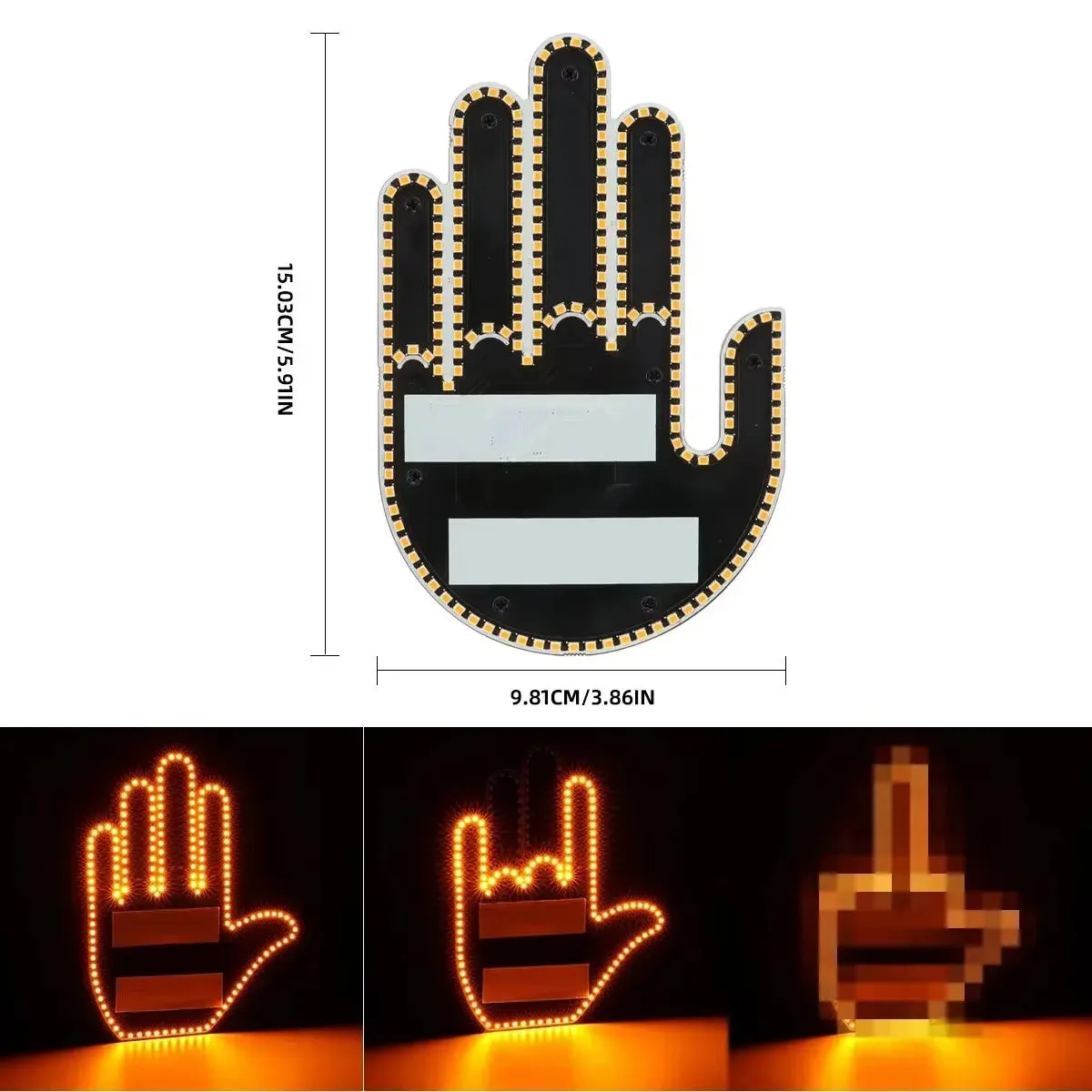 LED multi-function warning decoration car atmosphere finger lights with remote control for men and women