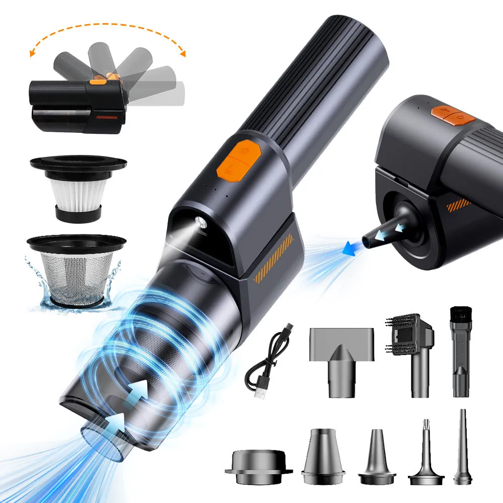 Cordless handheld vacuum 18000Pa with LED light and black ABS PC body on car seat