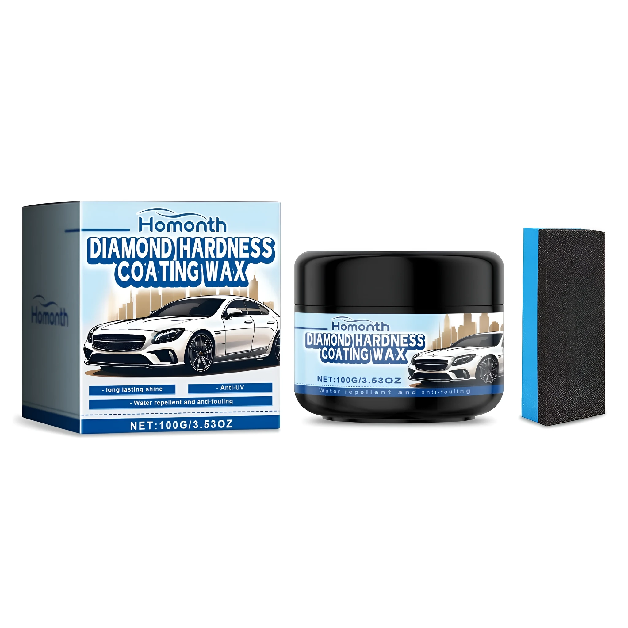 Diamond hardness coating car wax in PET bottle with sponge applicator
