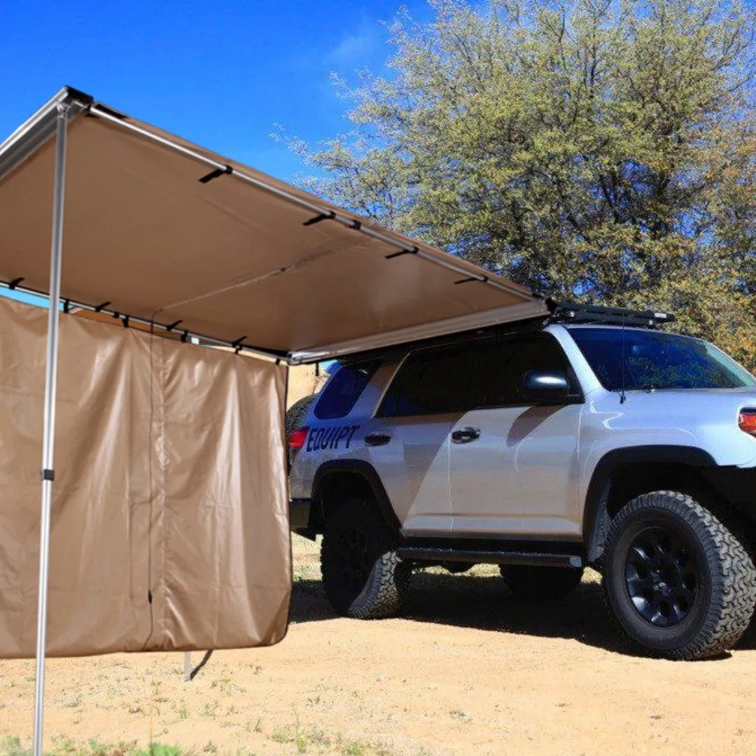 Black glue coated camping tent with aluminium poles and two-bedroom interior