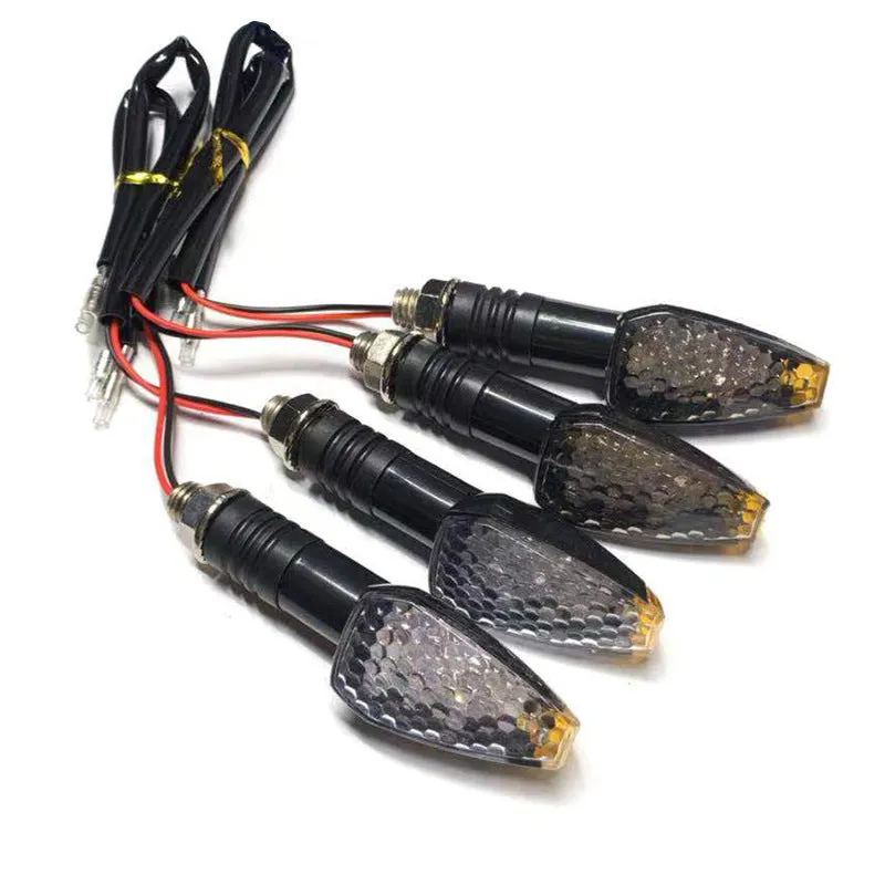 Motorcycle LED turn signal light 85mm length blackened shell yellow indicator