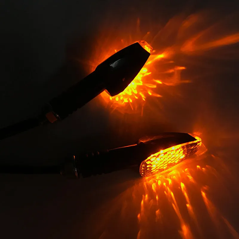 Motorcycle LED turn signal light 85mm length blackened shell yellow indicator