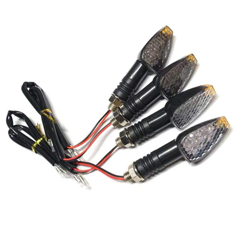 Motorcycle LED turn signal light 85mm length blackened shell yellow indicator