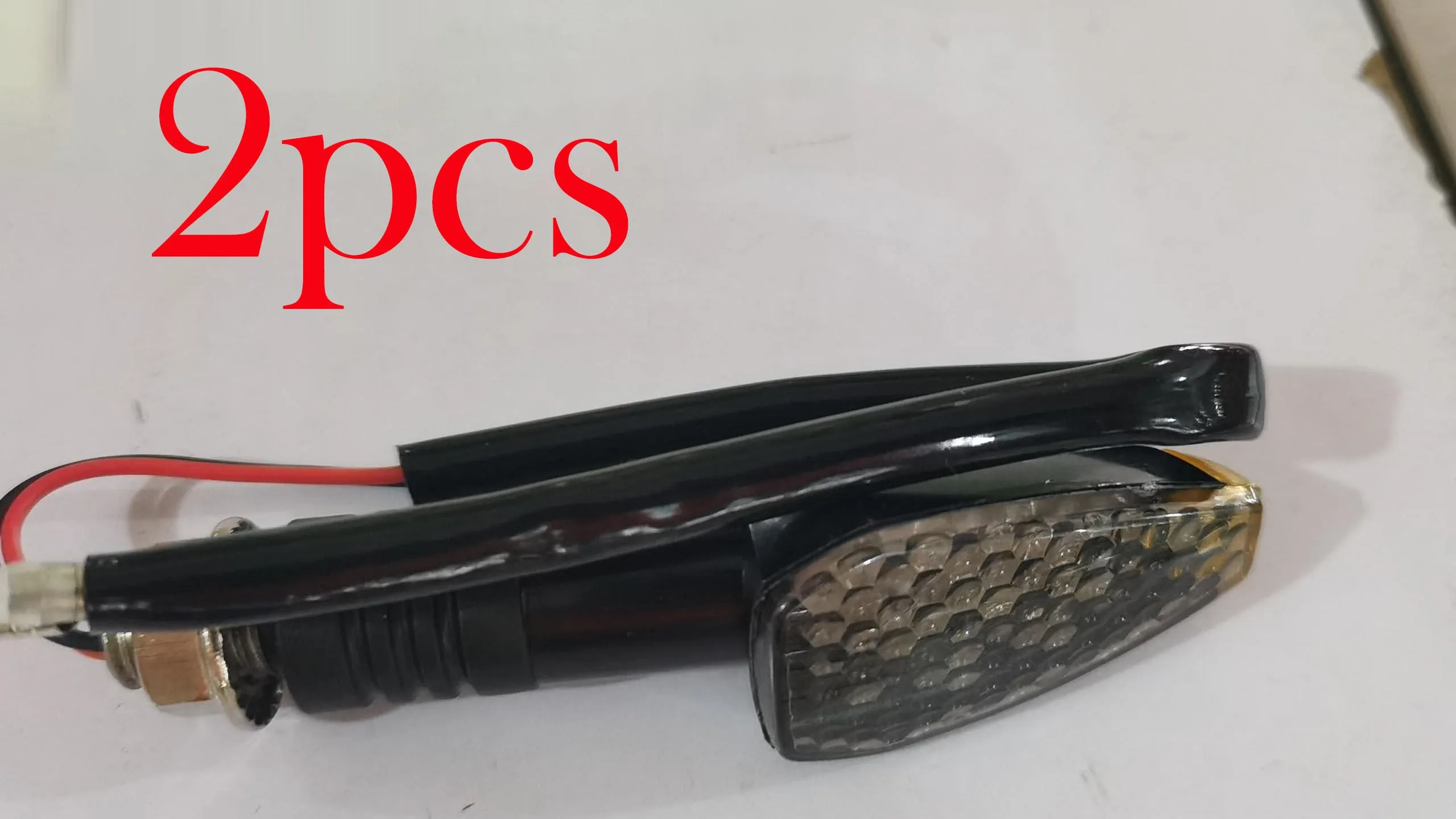 Motorcycle LED turn signal light 85mm length blackened shell yellow indicator