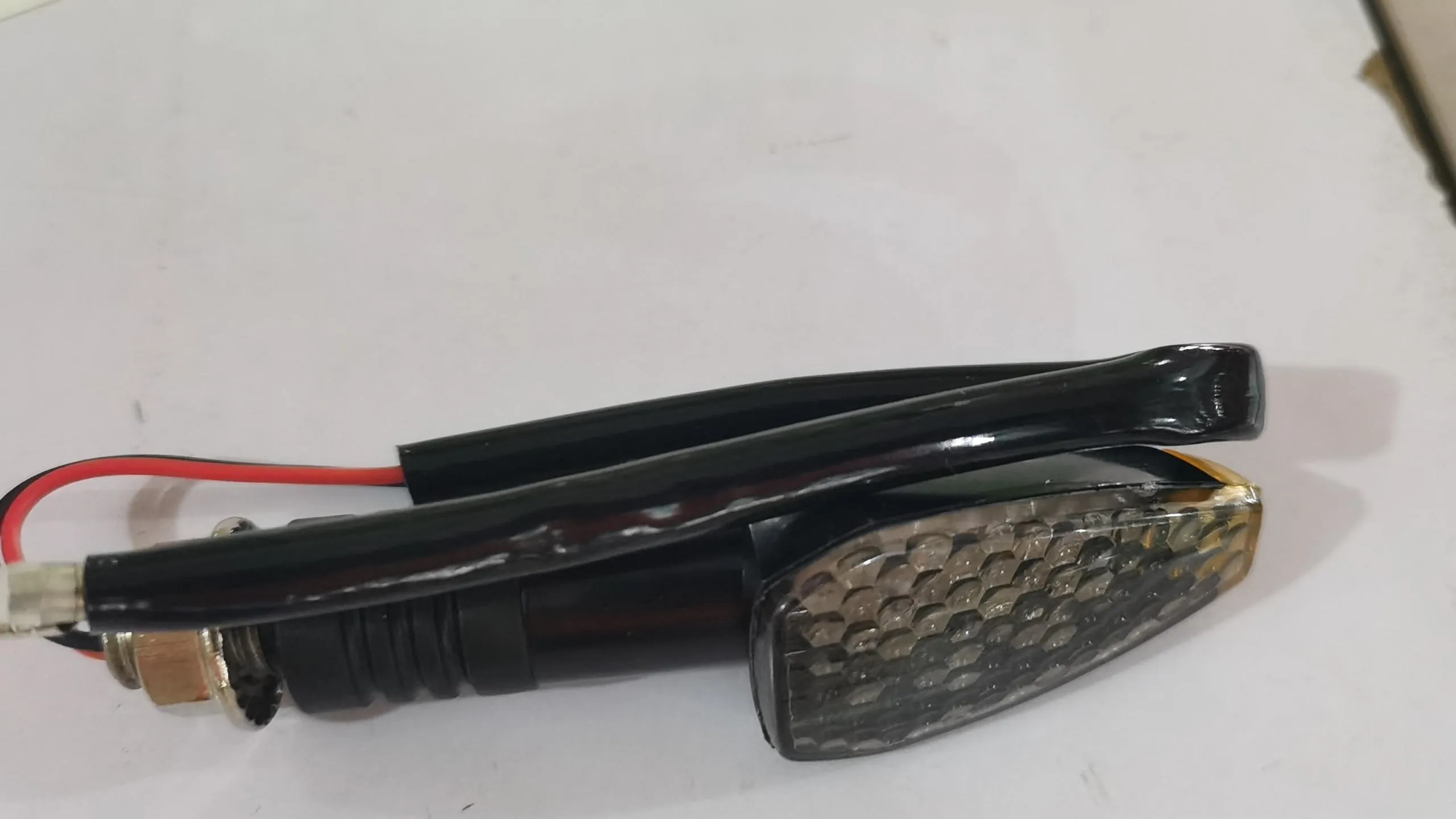 Motorcycle LED turn signal light 85mm length blackened shell yellow indicator