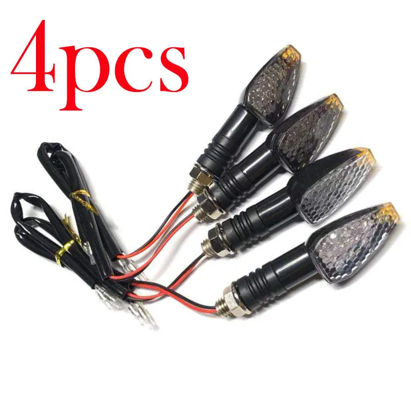 Motorcycle LED turn signal light 85mm length blackened shell yellow indicator
