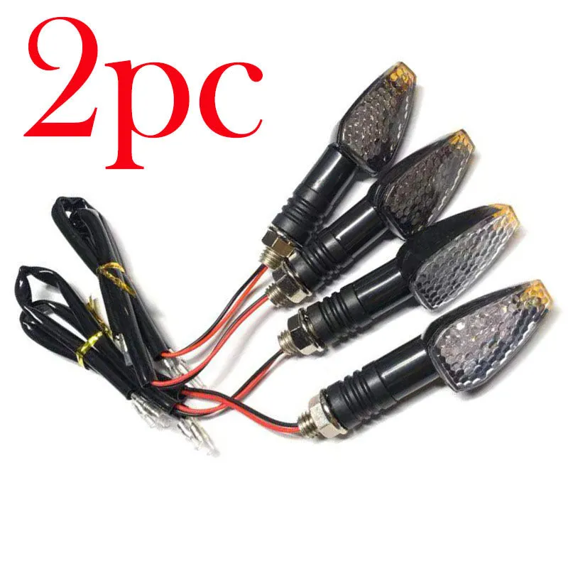 Motorcycle LED turn signal light 85mm length blackened shell yellow indicator