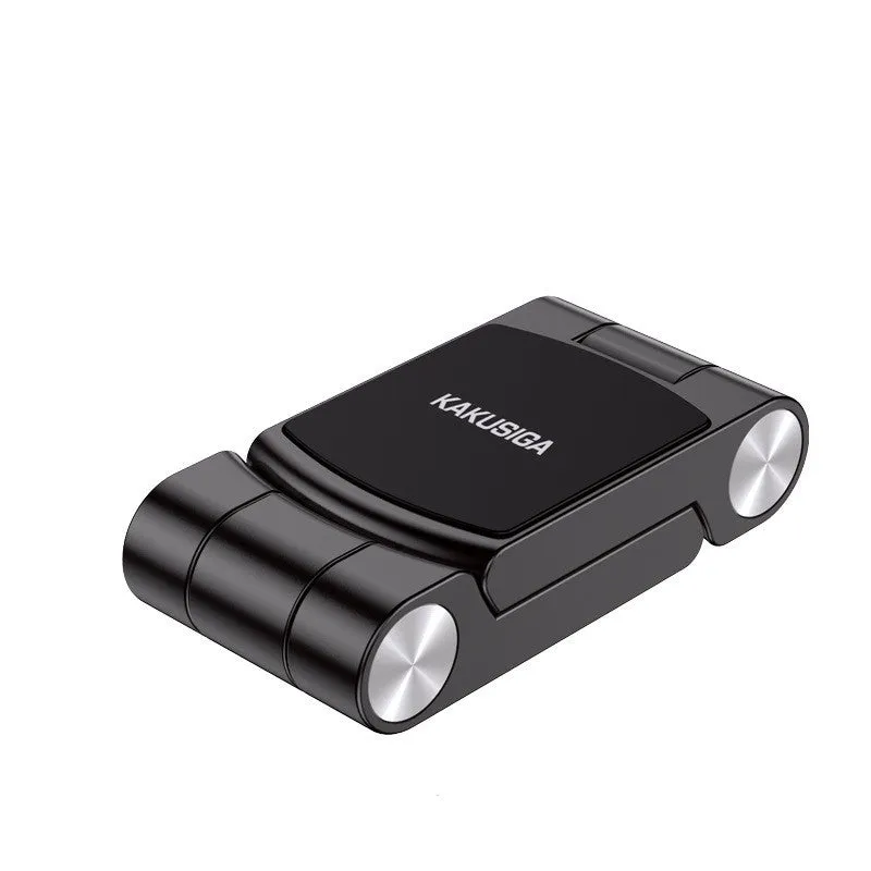 Collapsible magnetic car phone holder in silver, made of ABS leather metal, expanded position