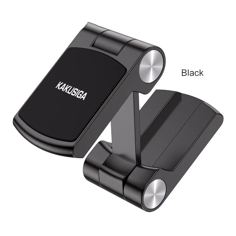 Collapsible magnetic car phone holder in silver, made of ABS leather metal, expanded position