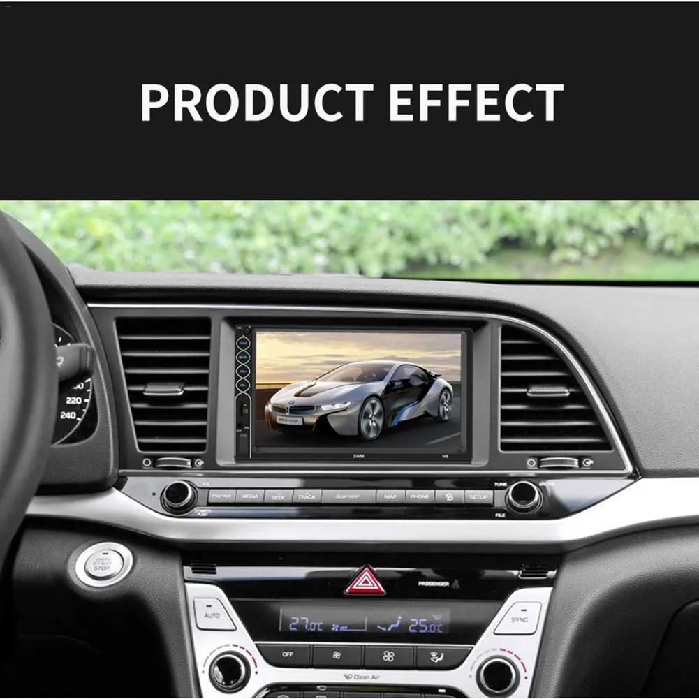 7-inch double DIN car radio MP5 player with colourful LED 800x480 TFT touchscreen Bluetooth USB SD