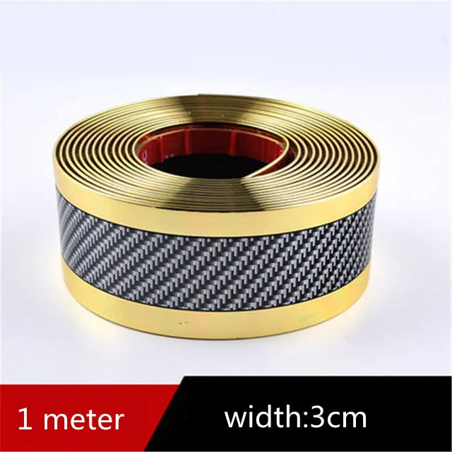 Car carbon fibre pattern door sill decorative protective sticker in black 1m by 3cm