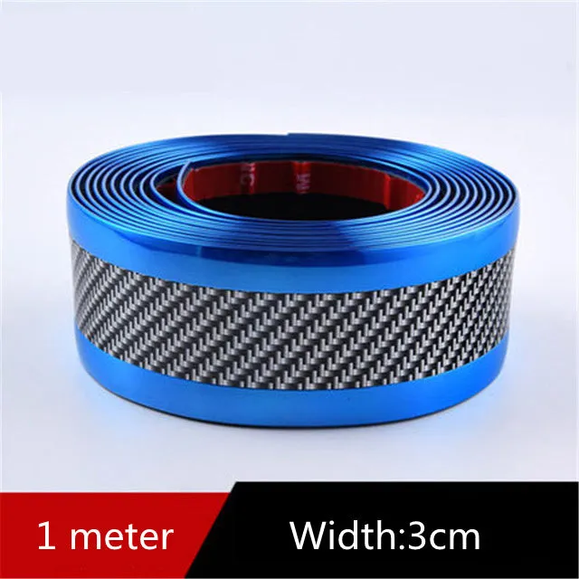 Car carbon fibre pattern door sill decorative protective sticker in black 1m by 3cm