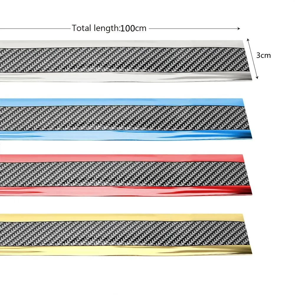 Car carbon fibre pattern door sill decorative protective sticker in black 1m by 3cm