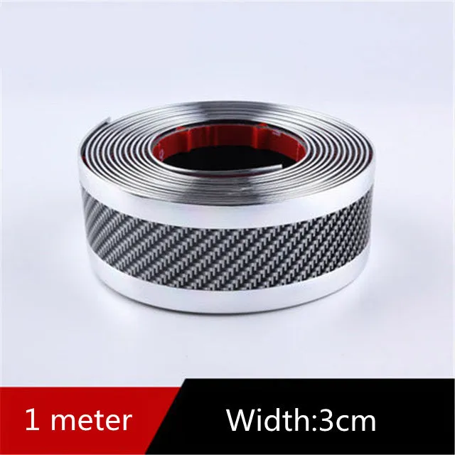 Car carbon fibre pattern door sill decorative protective sticker in black 1m by 3cm