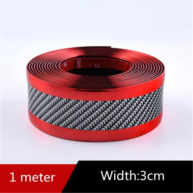 Car carbon fibre pattern door sill decorative protective sticker in black 1m by 3cm