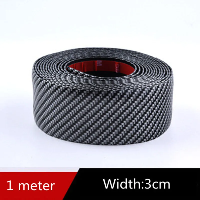 Car carbon fibre pattern door sill decorative protective sticker in black 1m by 3cm