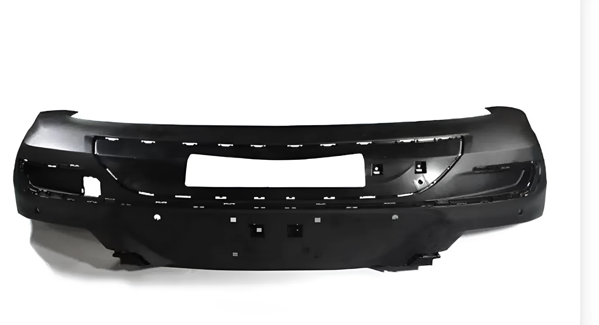 Black plastic car bumper for front or rear vehicle protection