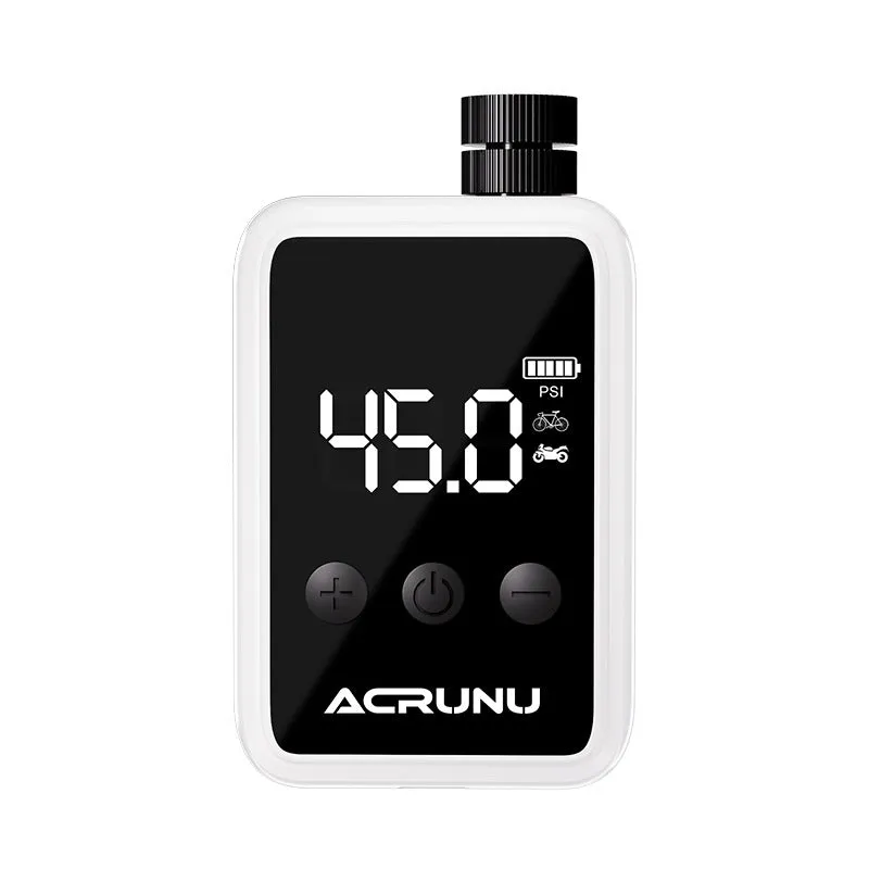 Bicycle intelligent digital display inflator in moon white with adaptors and Type-C cable