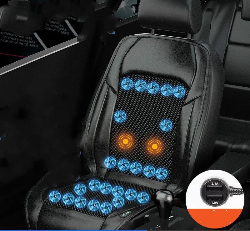 Ventilated car seat cushion with cooling fan grid in ABS material