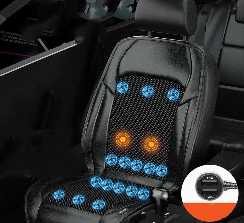 Ventilated car seat cushion with cooling fan grid in ABS material