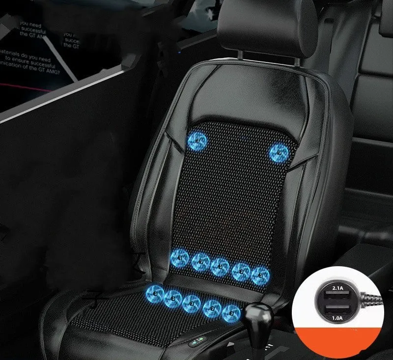 Ventilated car seat cushion with cooling fan grid in ABS material