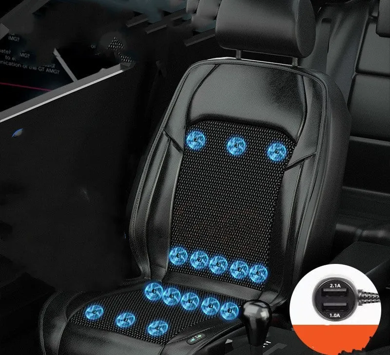 Ventilated car seat cushion with cooling fan grid in ABS material