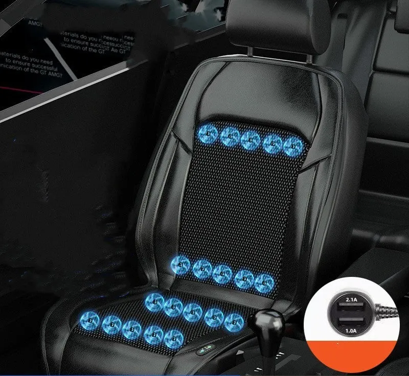Ventilated car seat cushion with cooling fan grid in ABS material