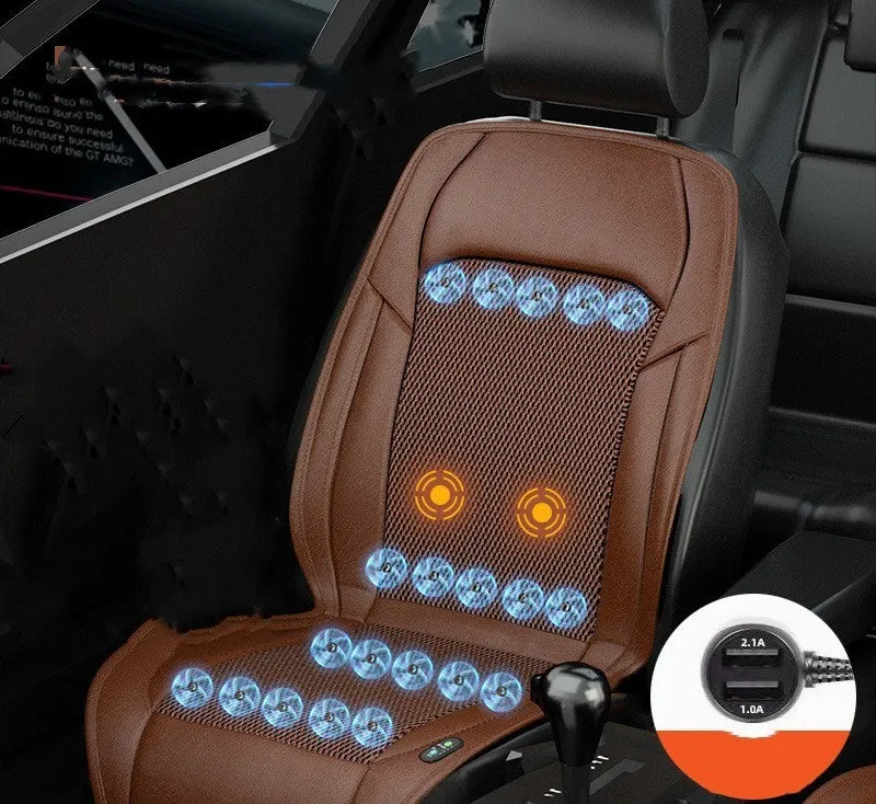 Ventilated car seat cushion with cooling fan grid in ABS material