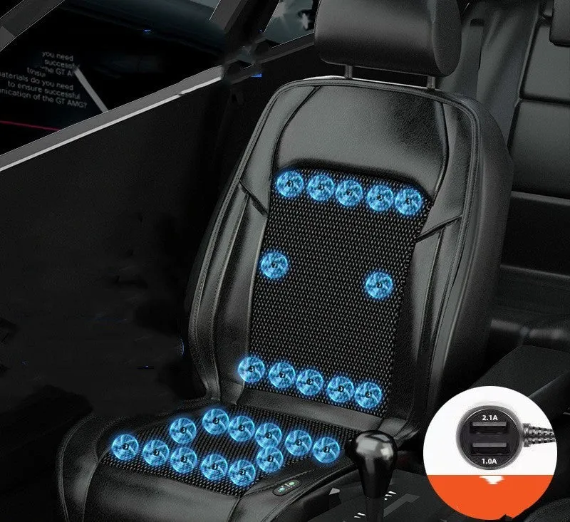 Ventilated car seat cushion with cooling fan grid in ABS material