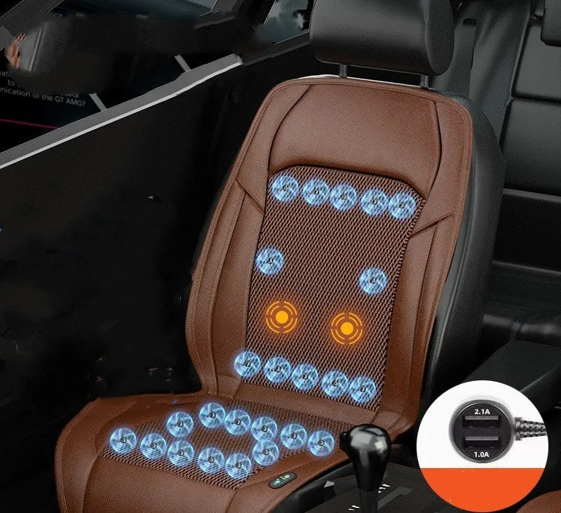 Ventilated car seat cushion with cooling fan grid in ABS material