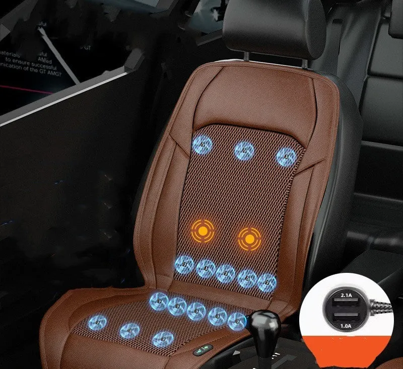 Ventilated car seat cushion with cooling fan grid in ABS material
