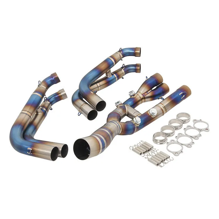 Titanium alloy front exhaust pipe for BMW S1000RR S1000R 19-22 with burning blue finish