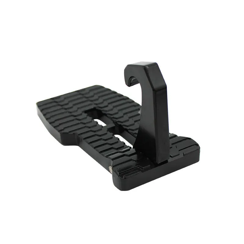 Foldable aluminium automobile auxiliary ladder attached to side door of an SUV for roof access