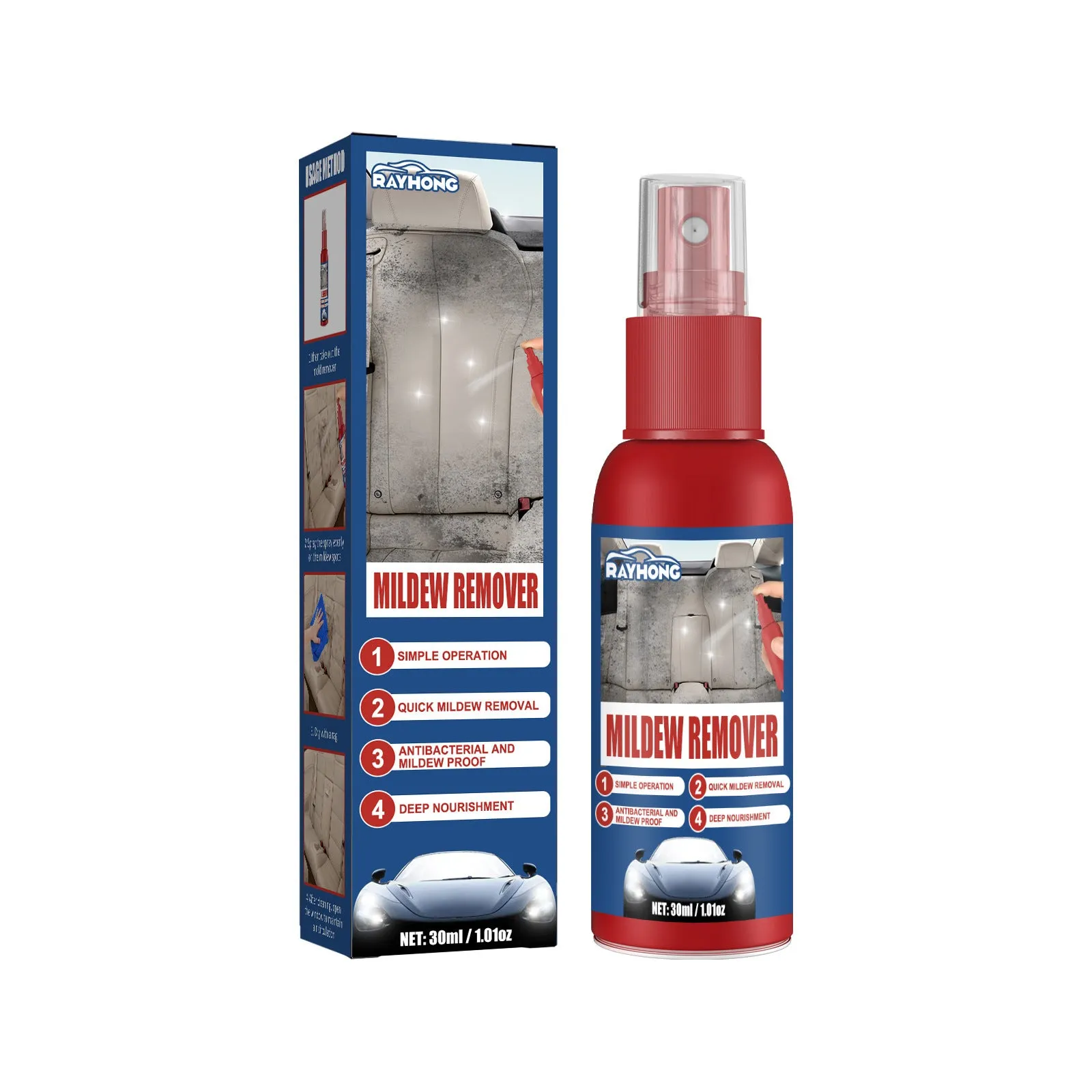 30ml boxed car interior mould removal spray with anti-mold agent for automotive cleaning