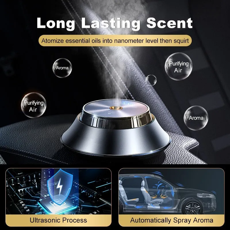 Black metal car aromatherapy air purifier with butterfly design and USB power cable