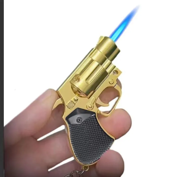Metal keychain windproof toy lighter in four colours black bronze gold and red bronze
