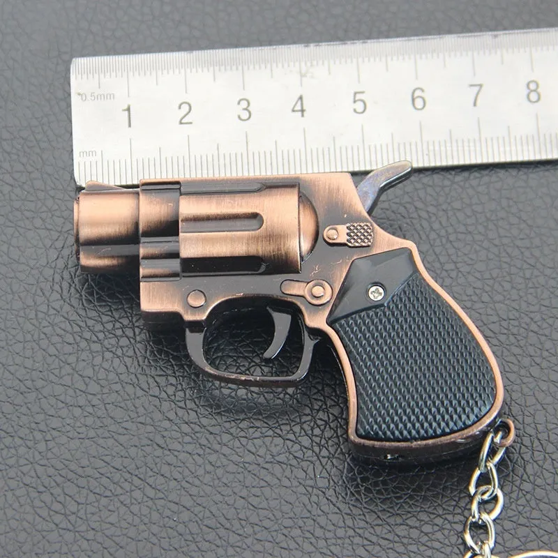Metal keychain windproof toy lighter in four colours black bronze gold and red bronze