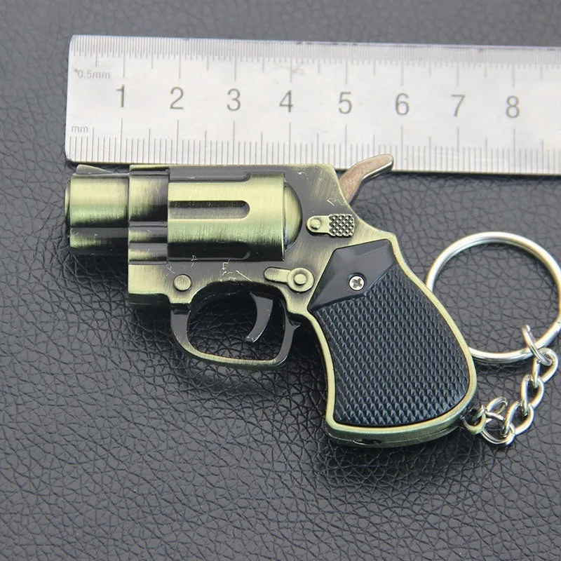 Metal keychain windproof toy lighter in four colours black bronze gold and red bronze