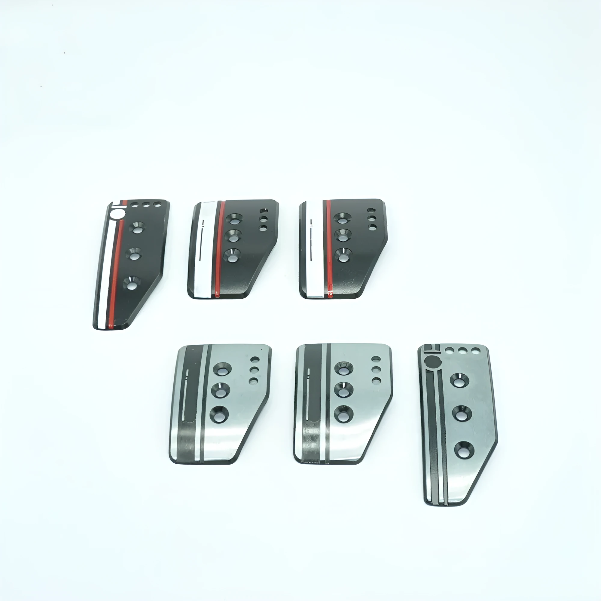 Aluminium alloy manual transmission car pedal set in grey or black with installation screws and nuts