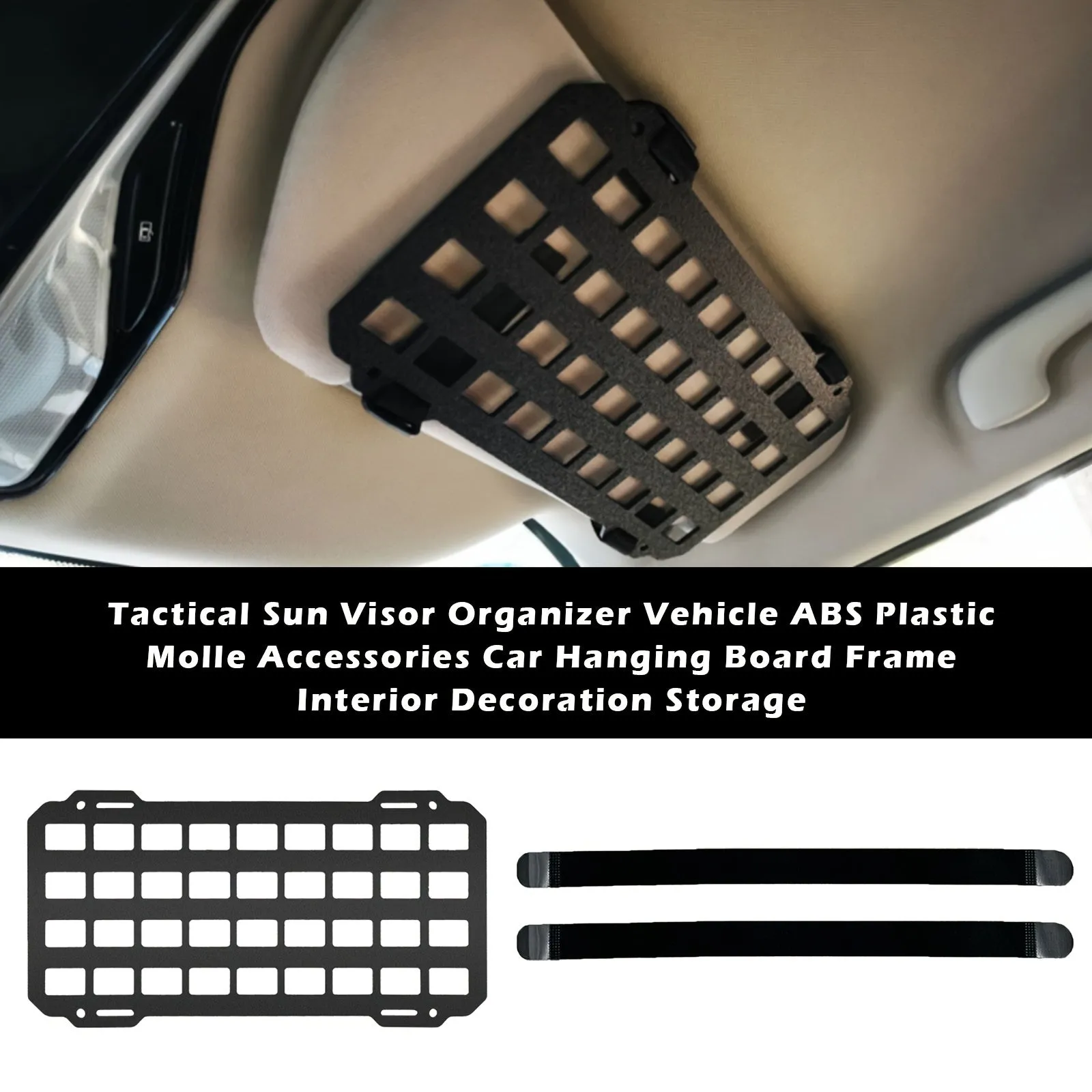 Black rigid PC+ABS MOLLE visor plate for car truck sun visor storage of tactical gear