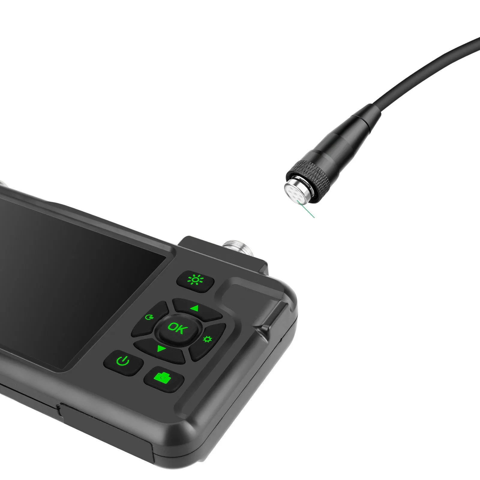 Handheld industrial endoscope with 4.5-inch colour screen and 5.5mm camera probe for automotive inspection