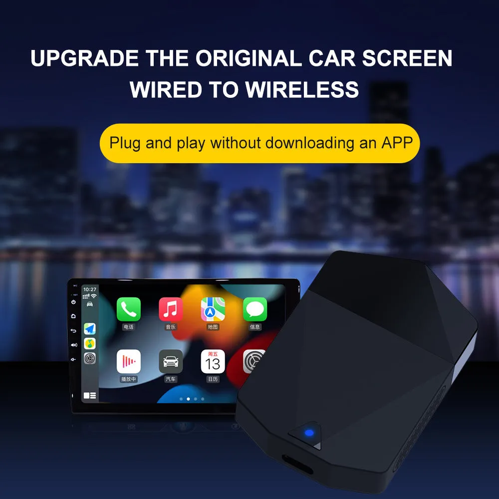 CarPlay wireless adapter M25 with 9-inch capacitive screen 1080P ABS black 65x43x12mm for Apple iPhone