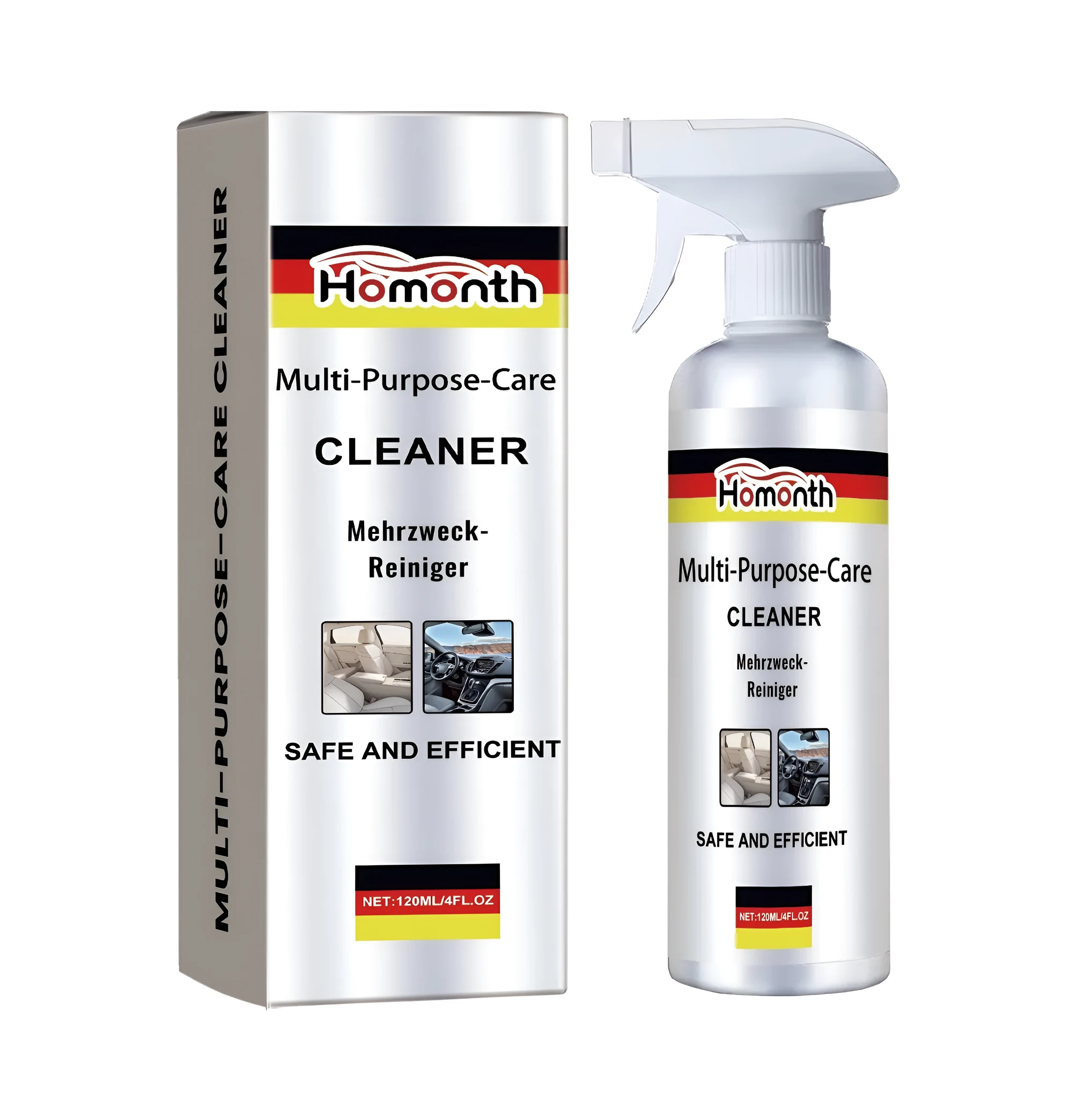 Car multi-function foam cleaner 120ml in compact bottle for household and interior cleaning
