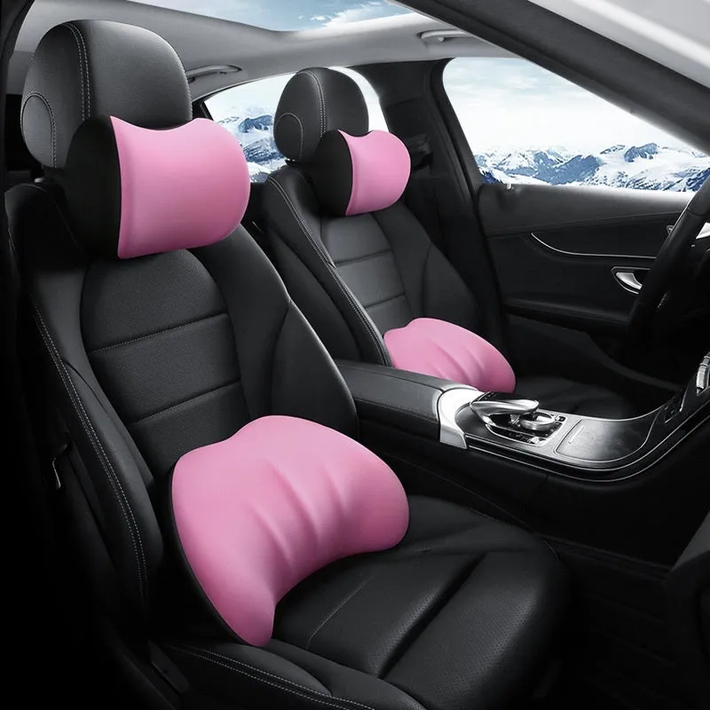 Memory foam automotive waist cushion in black elastic fabric for car lumbar support