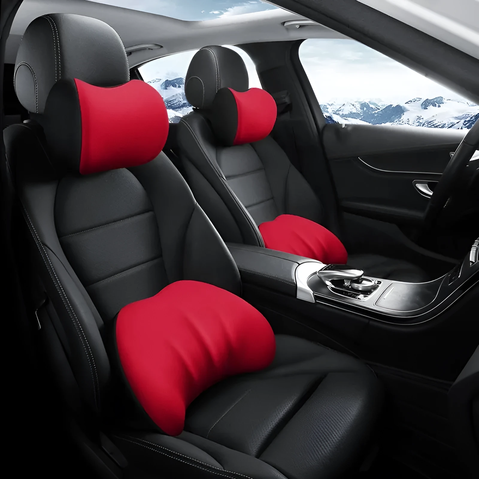 Memory foam automotive waist cushion in black elastic fabric for car lumbar support