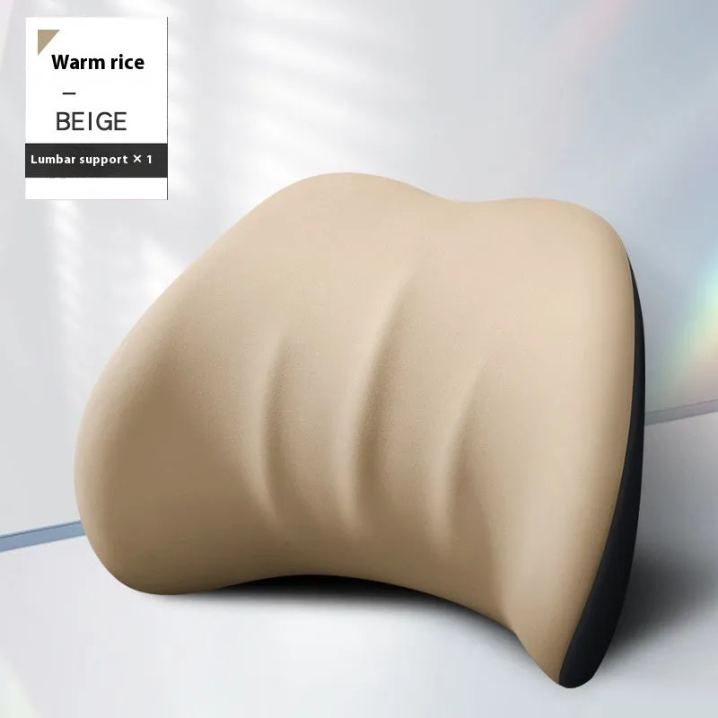 Memory foam automotive waist cushion in black elastic fabric for car lumbar support