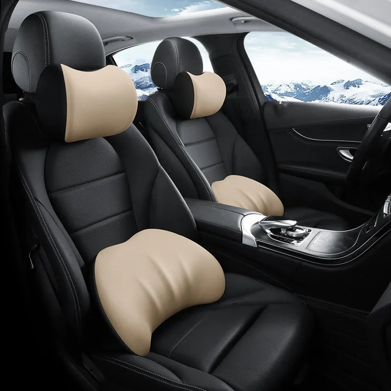Memory foam automotive waist cushion in black elastic fabric for car lumbar support