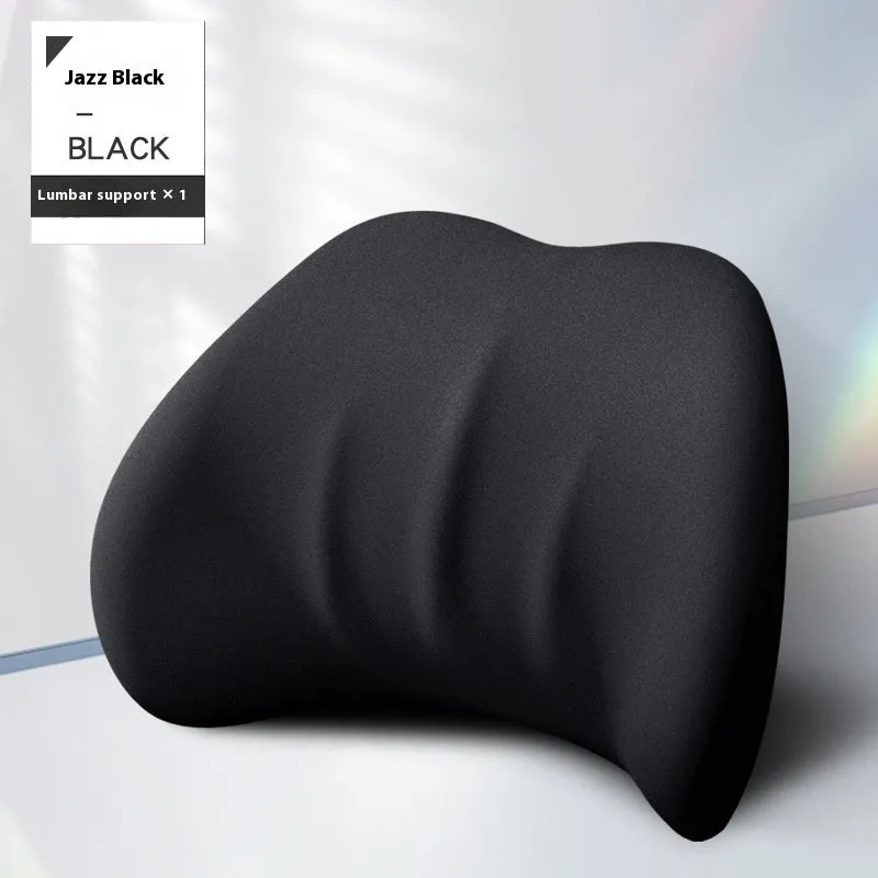 Memory foam automotive waist cushion in black elastic fabric for car lumbar support