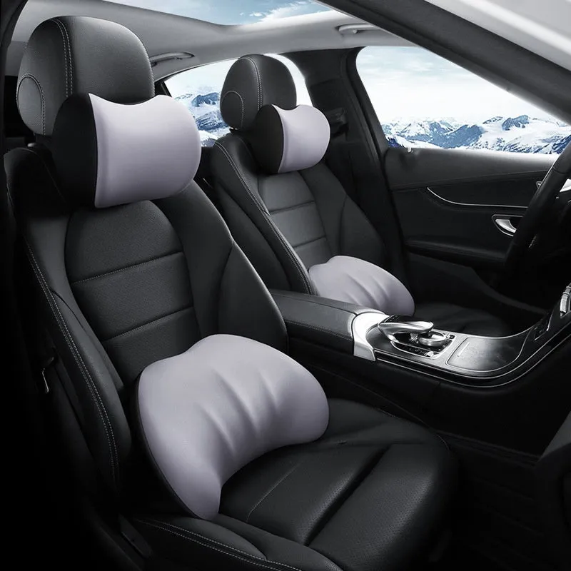 Memory foam automotive waist cushion in black elastic fabric for car lumbar support