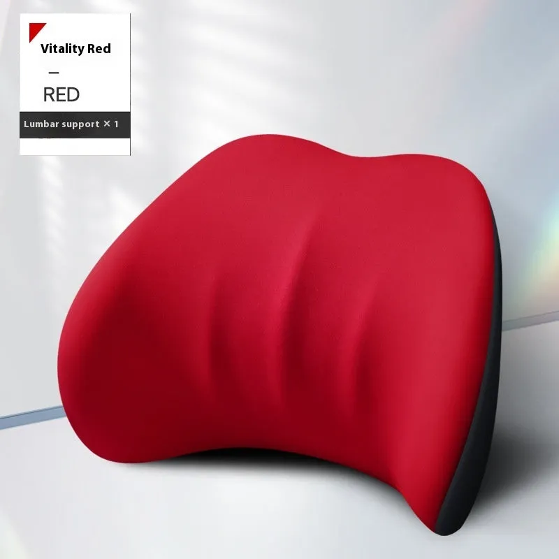 Memory foam automotive waist cushion in black elastic fabric for car lumbar support